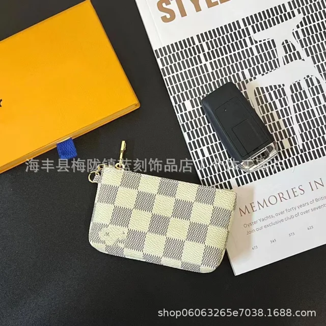 Unbranded Wallets & Card Holders Zippered key pouch with monogram and checkered prints product detail image 7