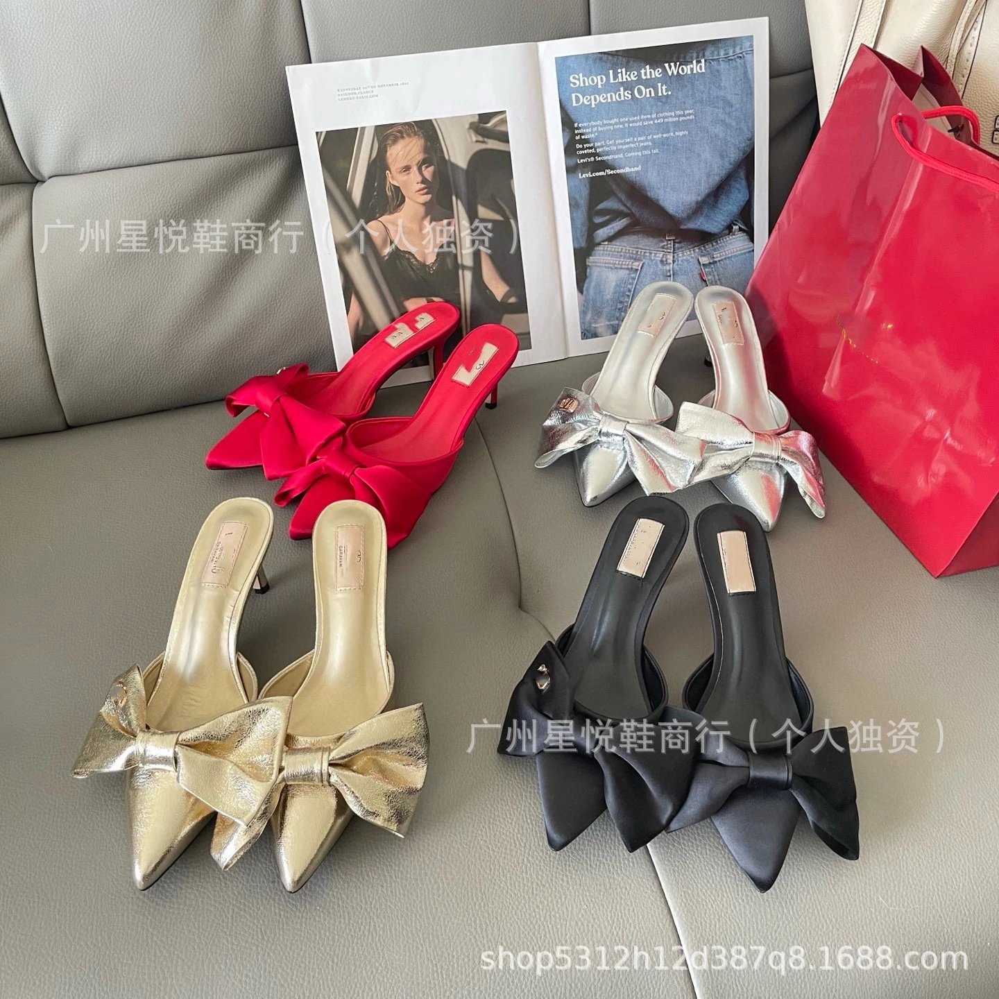 GRA Bow-Knot Mule Silver Heels - 2