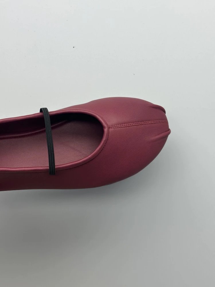 Brown Leather Mary Jane Flat Shoes - 24