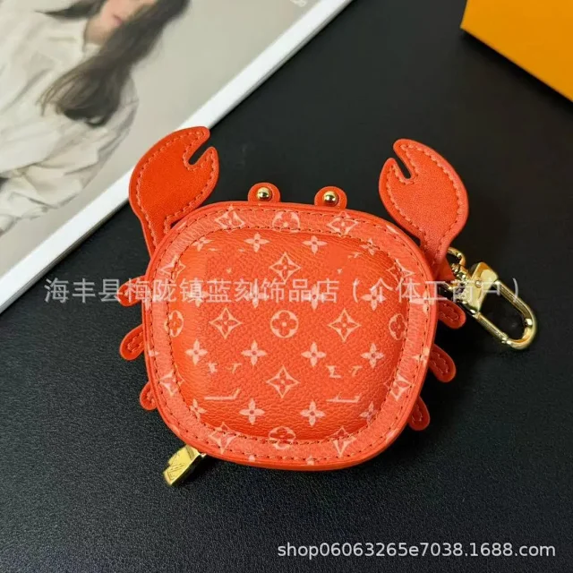 Unbranded Wallets & Card Holders Crab-Shaped Monogram Print Zipper Coin Purse Keychain product detail image 2