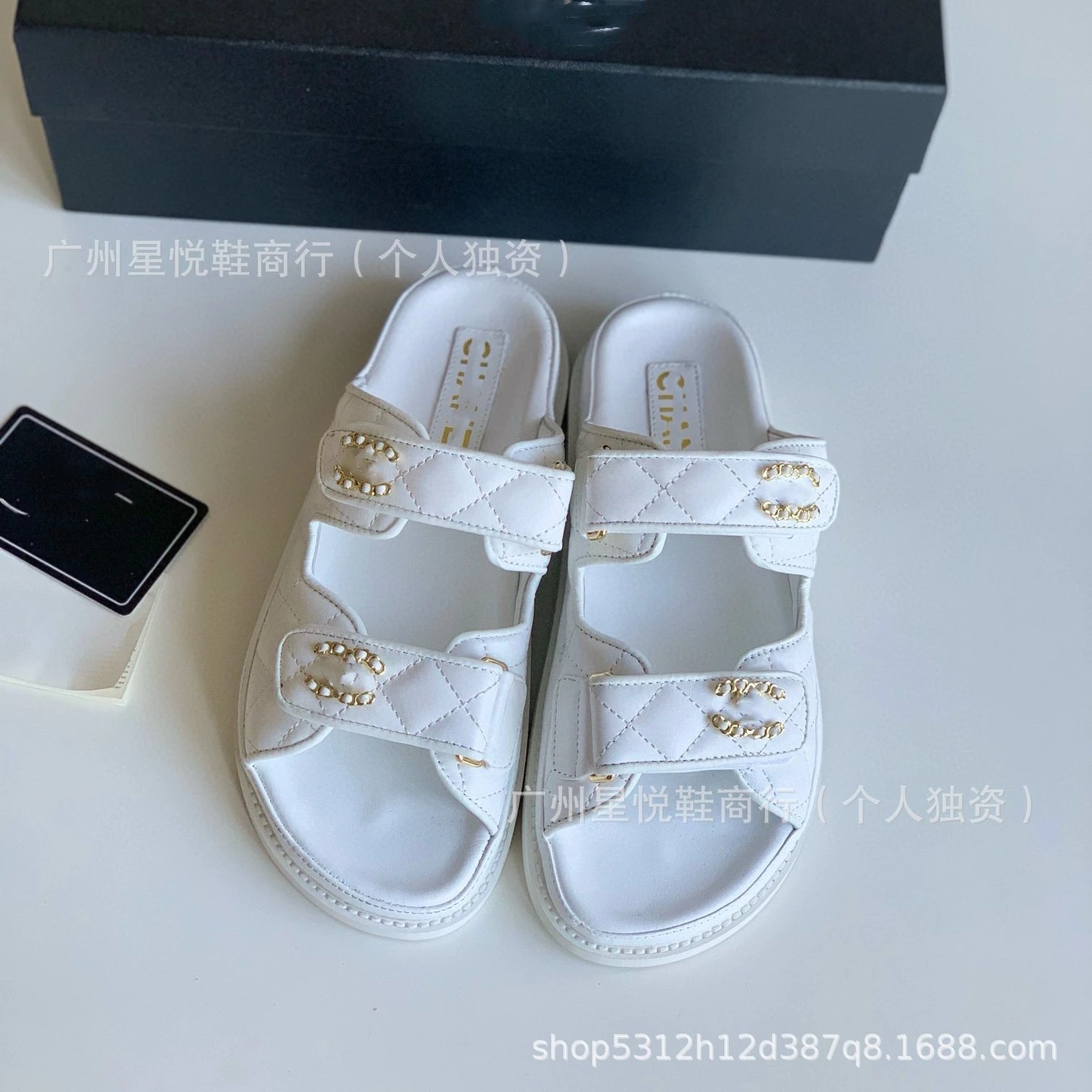 Chanel 19 Bag Slide Sandals Beige Quilted Leather Slippers - 26