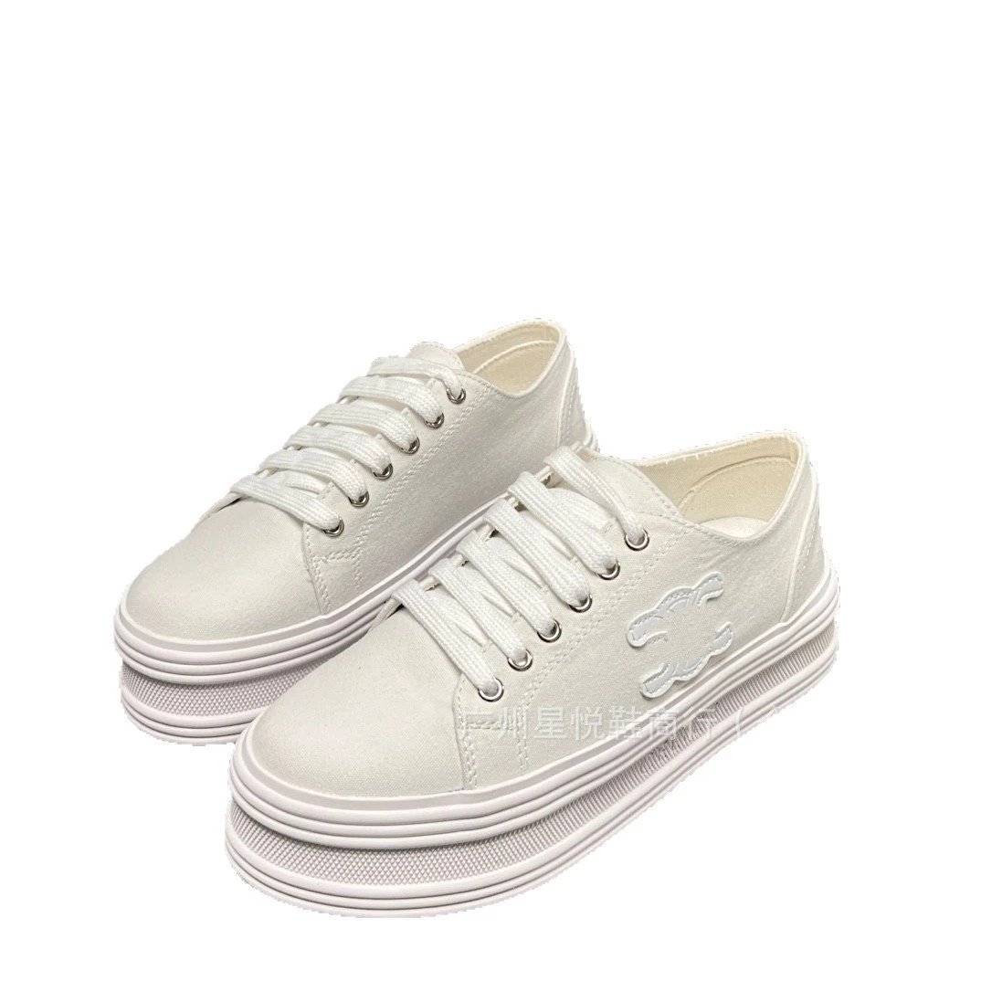 Unbranded Sneakers Low-Top Canvas Platform with Crocodile Appliqué image 5