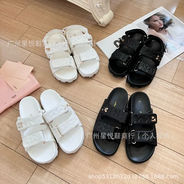 Miu Sandals Quilted double-strap hook-and-loop platform product detail image 1