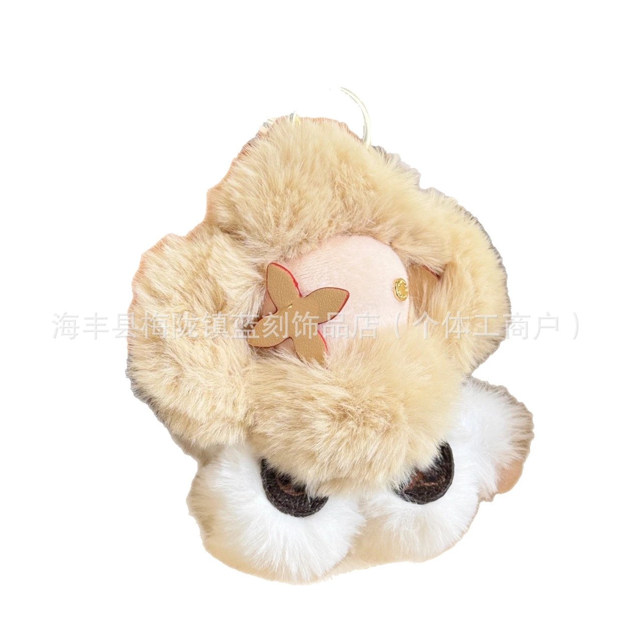 Louis Vuitton Monogram Flower Bear Keychain Beige Faux Fur Accessory - 6