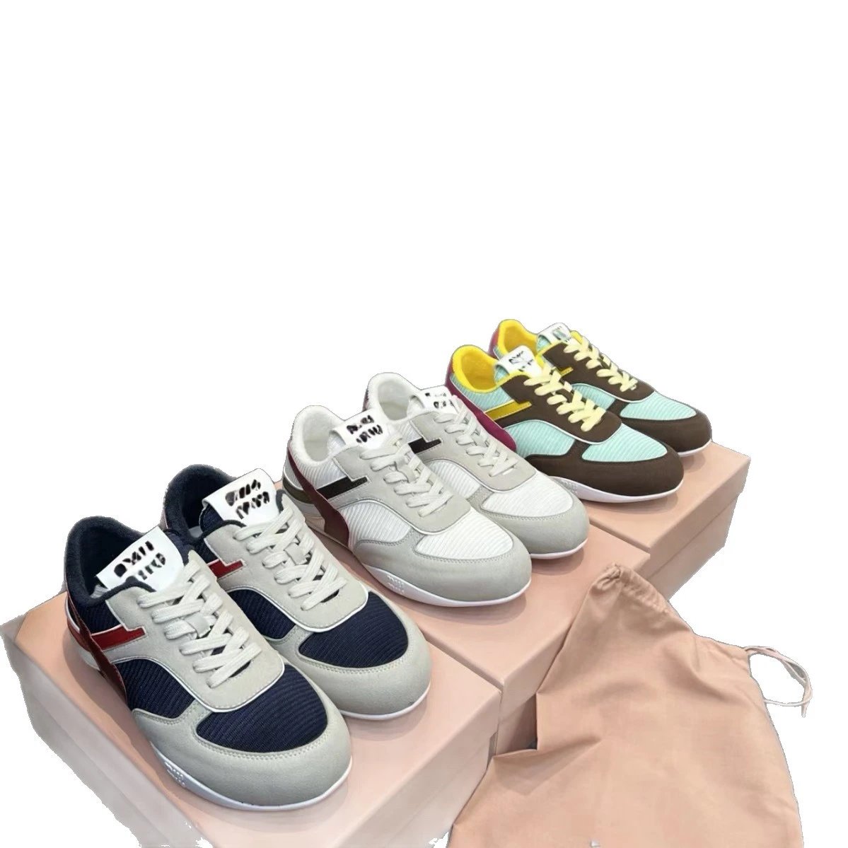 Miu Sneakers Low-Top Suede and Ribbed Textile image 5