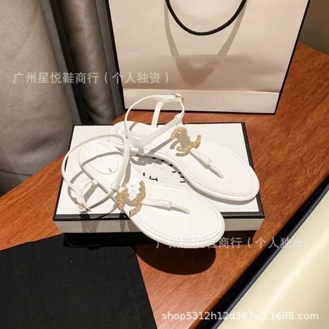CHANEL Sandals Pearl Double C T-Strap Flat product detail image 16