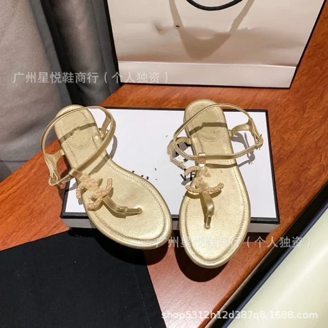 CHANEL Sandals Pearl Double C T-Strap Flat product detail image 20