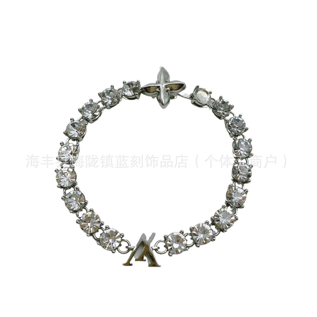 Crystal-Embellished Letter 'A' Bracelet Silver - 5