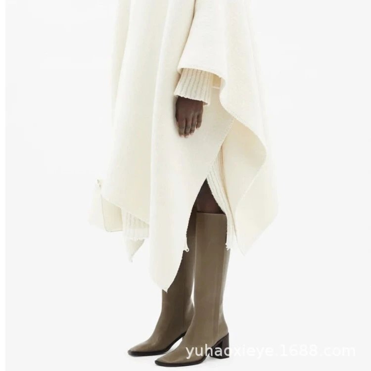 Black Square-Toe Knee-High Block Heel Boots - 8