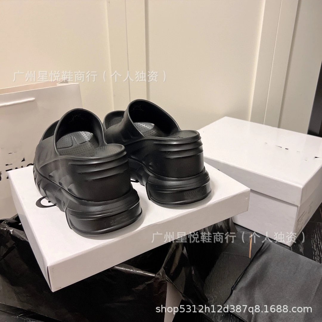 Off-White Platform Slide Sandals Black - 8
