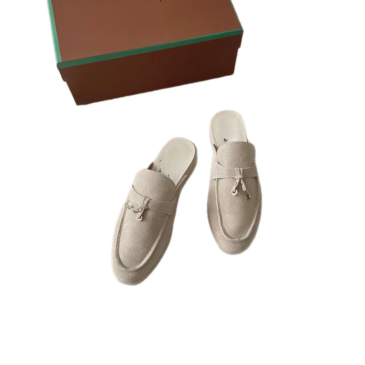 Unbranded Slippers Closed-Toe Loafer Mules with Metal Charm image 5