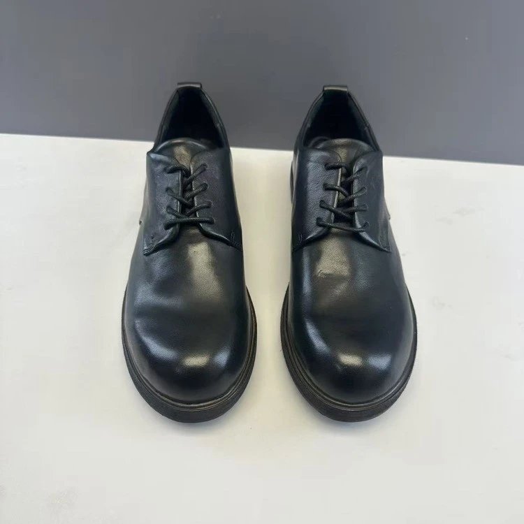 Lace-Up Platform Loafers Dark Minimalist Women's Slip-On Shoes Fashion Burnished Distressed Unisex Derby Women's Men's Wide Toe Leather Shoes: findsindex.com