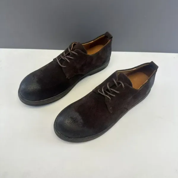 Design Suede Derby Shoes Brown Casual Shoes - 1