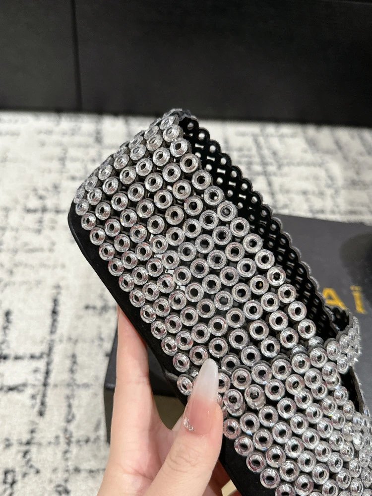 ALA Mary Jane Loafers Black Sequin Embellished Shoes - 17