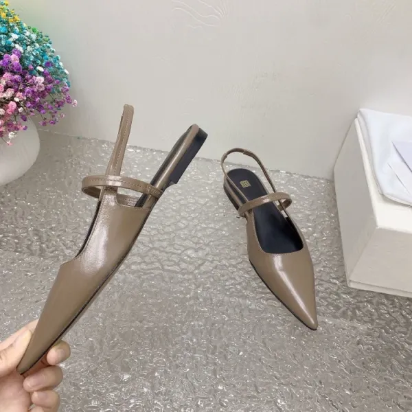 Saint Tears Pointed-Toe Slingback Loafers Beige Leather Shoes - 1