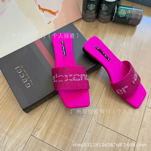 Alexander Wang Slippers Rhinestone Logo Square-Toe Slide product detail image 19