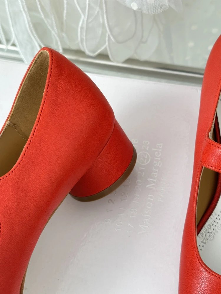 Black Mary Jane Block Heel Leather Shoes - 13