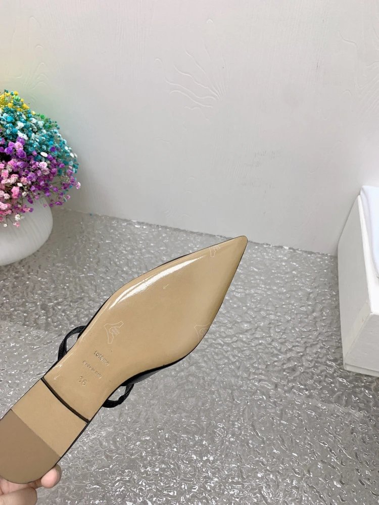 Design Pointed-Toe Slingback Kitten Heels Beige Leather Shoes - 14