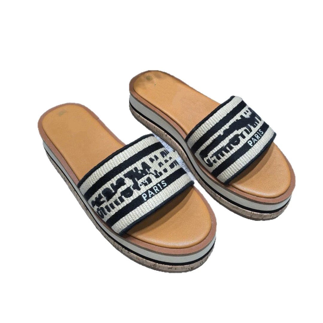 Dior Sandals Embroidered Strap Platform Slide image 5