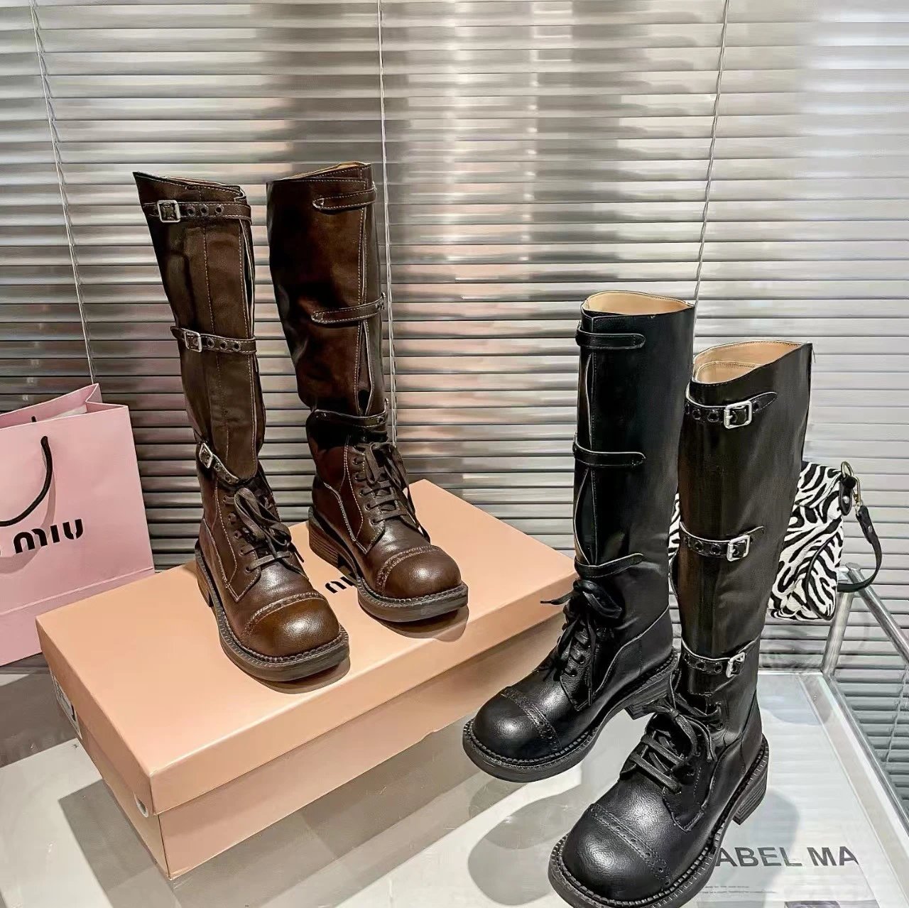 ISABEL MARANT Étoile Combat Knee-Boots Brown Leather Boots - 2