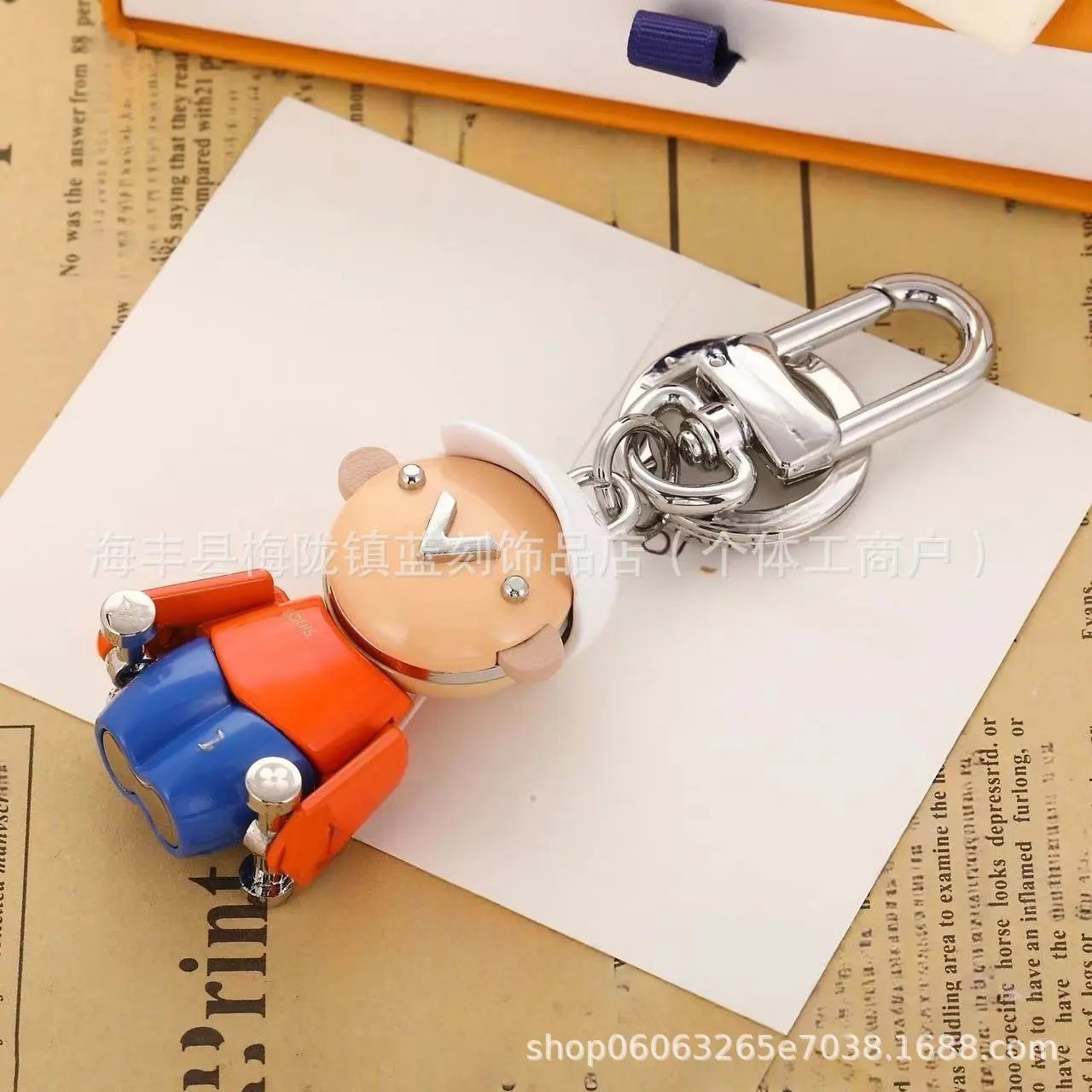 Cartoon Bear Keychain Charm Orange Blue Multicolor Accessories - 1