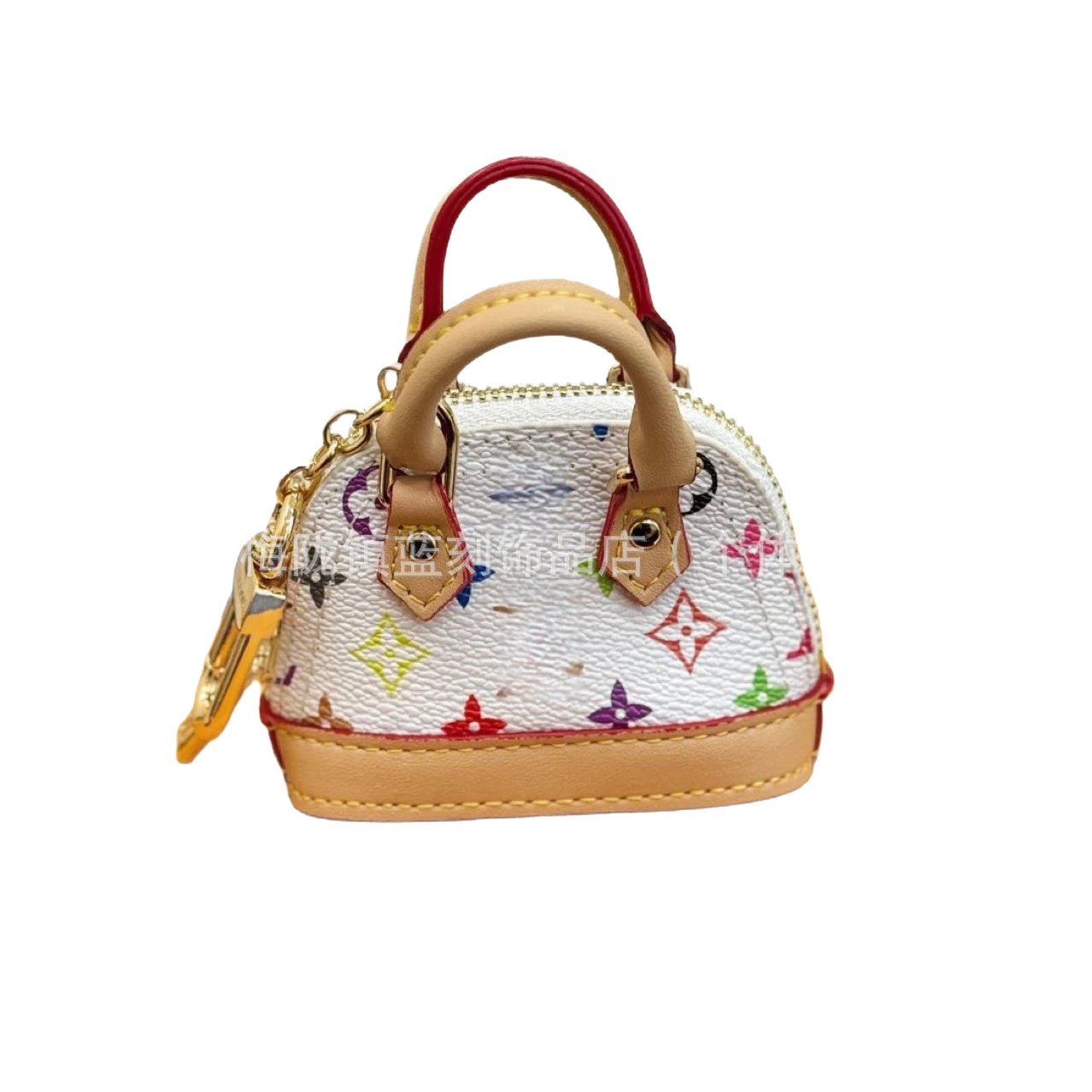 Unbranded Miniature Monogram-Print Handbag Keychain image 5