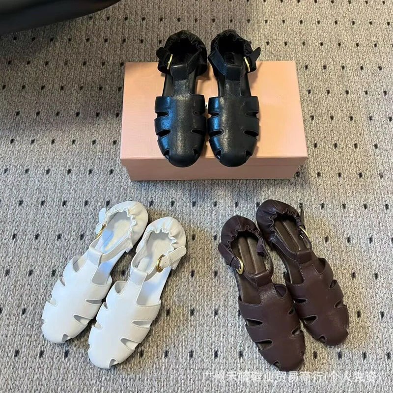 White Ruffled Strap Cut-Out Sandals - 2