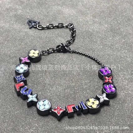 Design Turquoise Bead and Silver Letter 'A' Adjustable Bracelet - 3