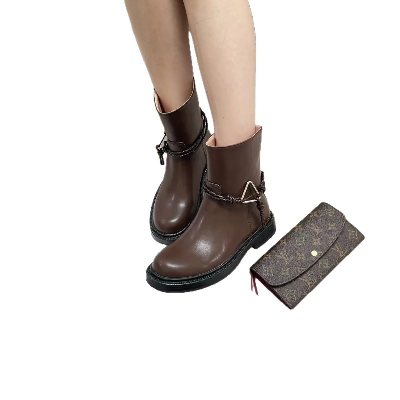 Unbranded Boots Round-Toe Braided Strap Buckle Ankle image 5
