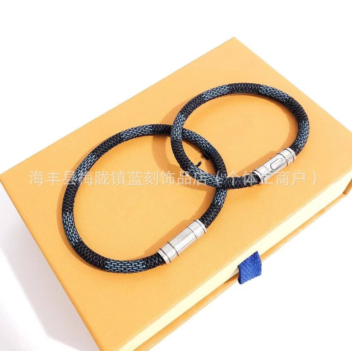 Design Braided Rope Bracelet with Magnetic Clasp Black-Blue - 2