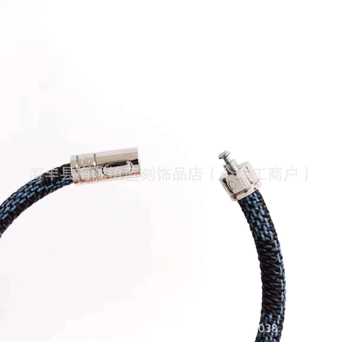 Design Braided Rope Bracelet with Magnetic Clasp Black-Blue - 6