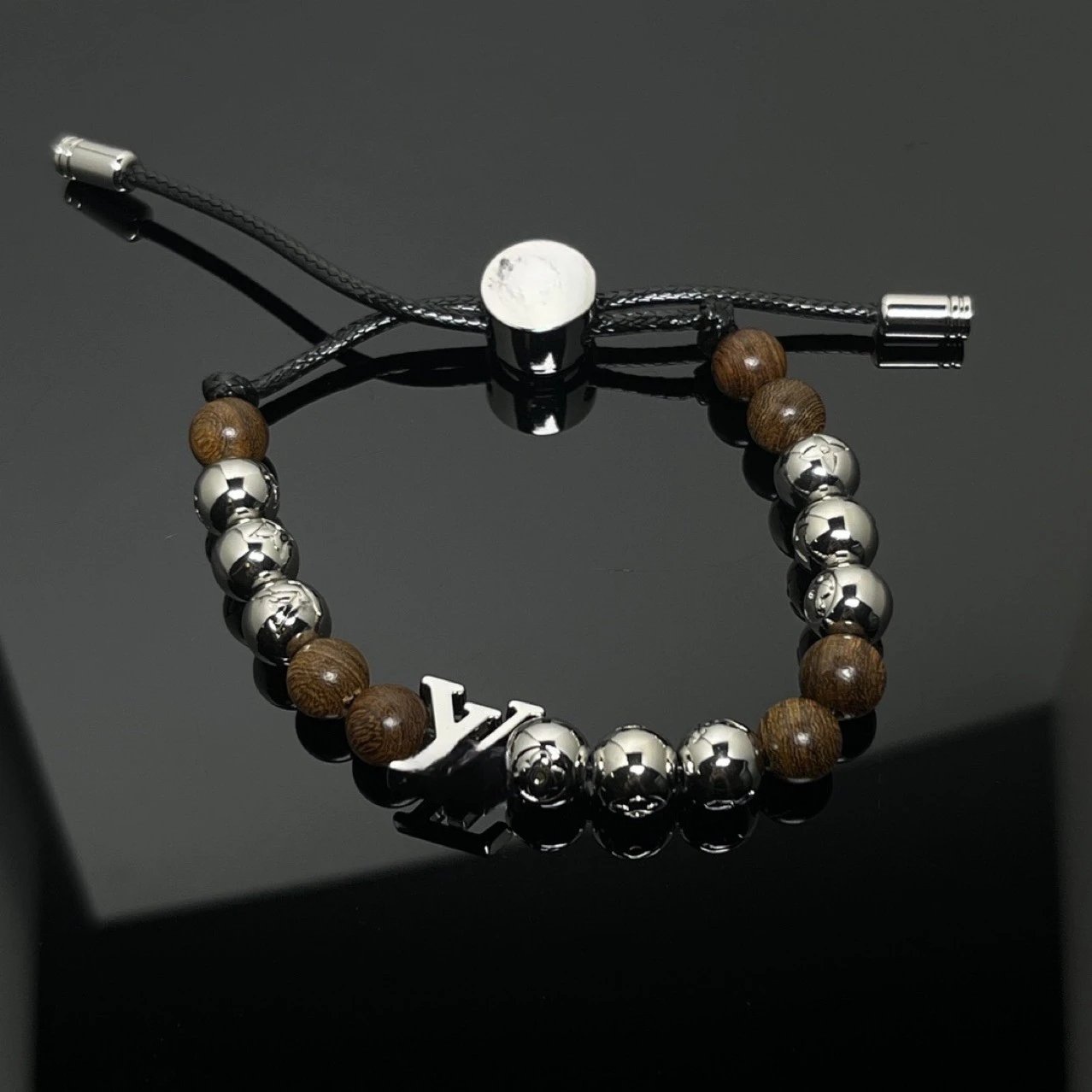 Louis Vuitton Multicolor Beaded Bracelet with LV Logo Charm - 4
