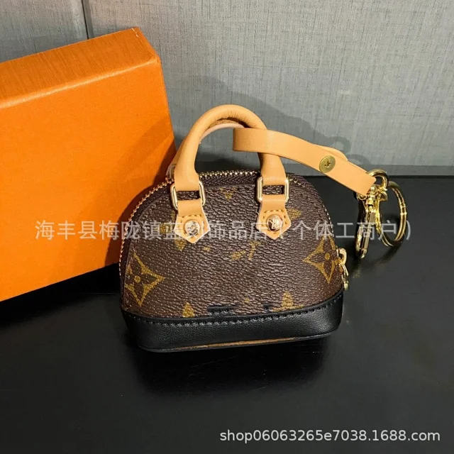 Unbranded Wallets & Card Holders Monogram-print mini coin purse and holder keychain product detail image 1