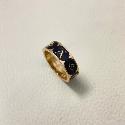 Louis Vuitton Monogram Enamel Ring Black and White Jewelry - 4