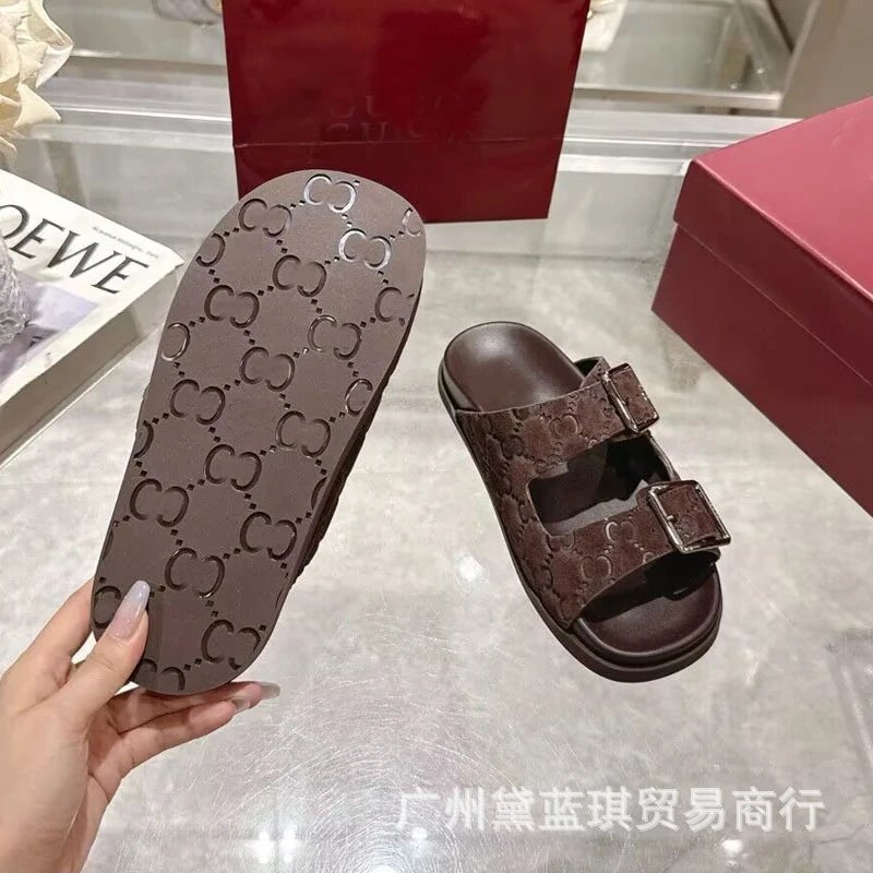 Gucci GG Marmont Slide Sandals Navy Blue Slippers - 4