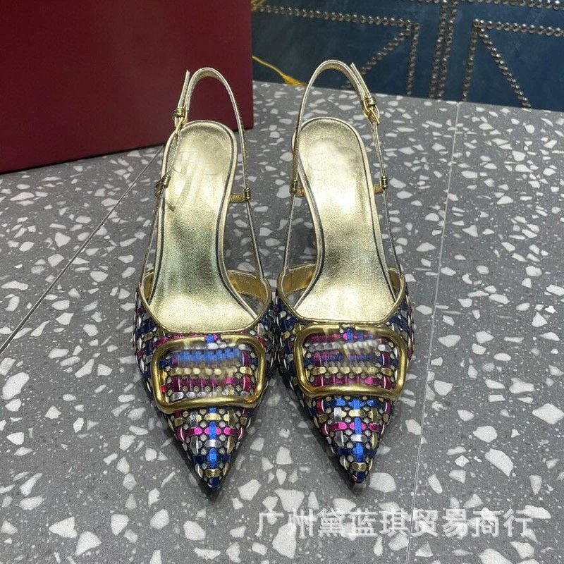 Bottega Veneta Inspired Woven Slingback Pointed-Toe Heels Black - 2