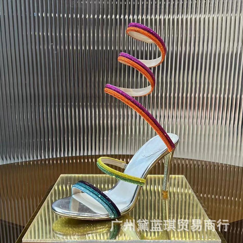 Christian Louboutin Spiral Strass Heels Multicolor Stilettos - 9