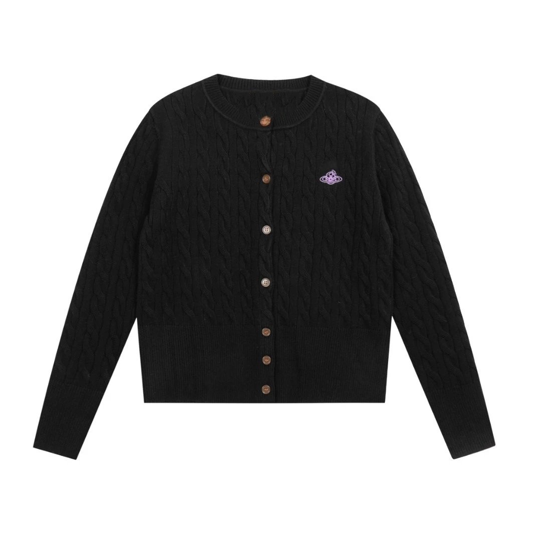 Saint Tears Embroidered Cable Knit Cardigan Black - 23