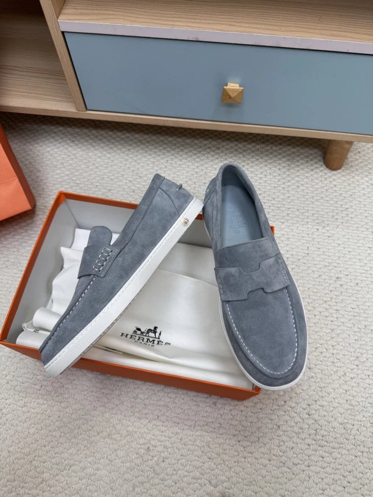 Hermès H-Logo Loafers Beige Suede Loafers - 7