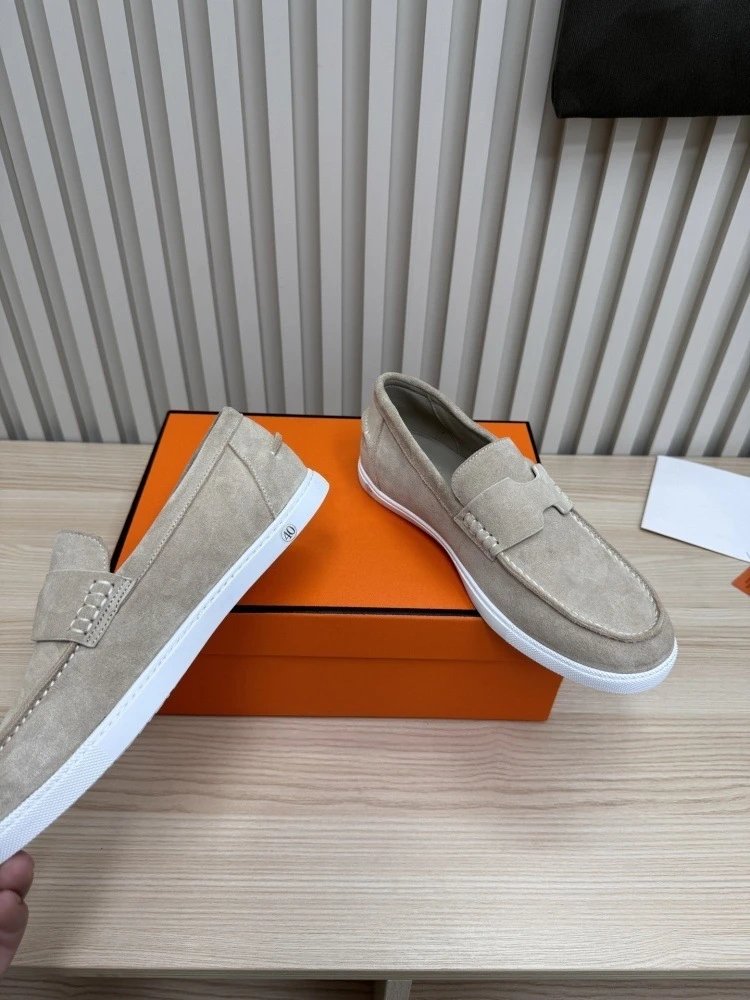 Hermès H-Logo Loafers Beige Suede Loafers - 21