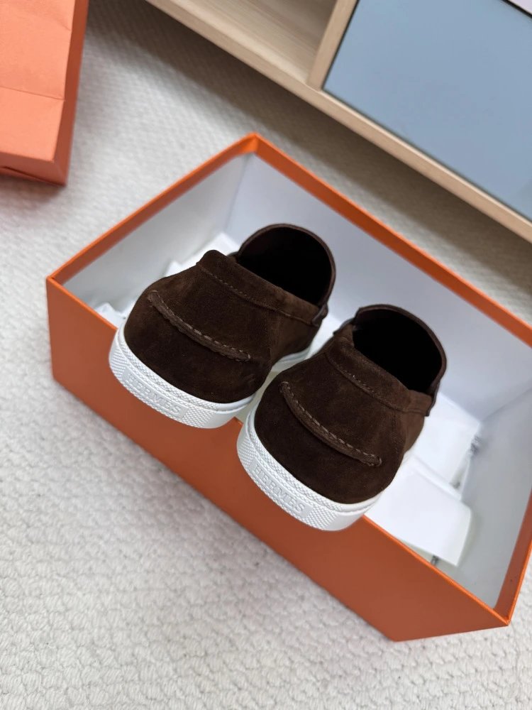 Hermès H-Logo Loafers Beige Suede Loafers - 30