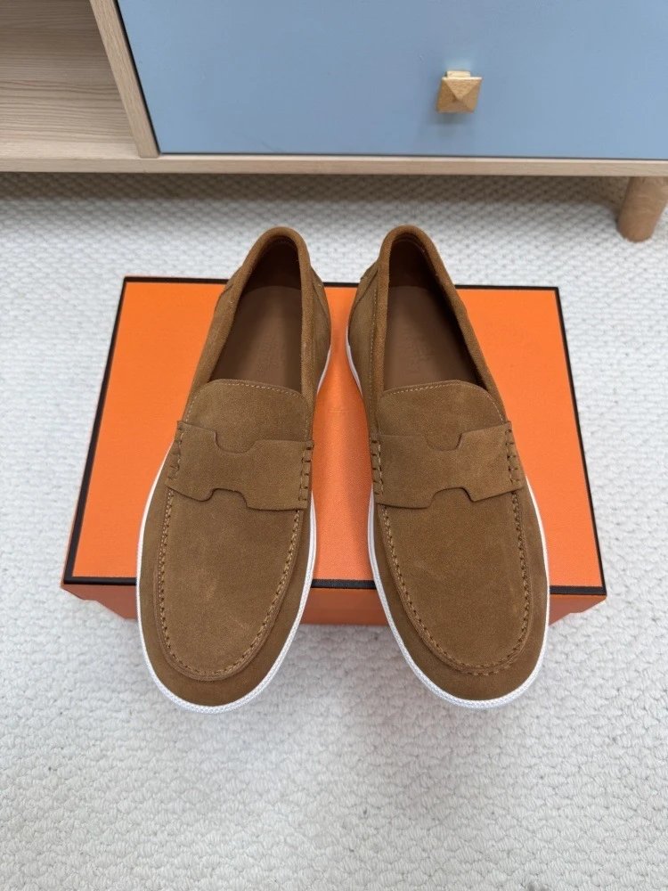 Hermès H-Logo Loafers Beige Suede Loafers - 37