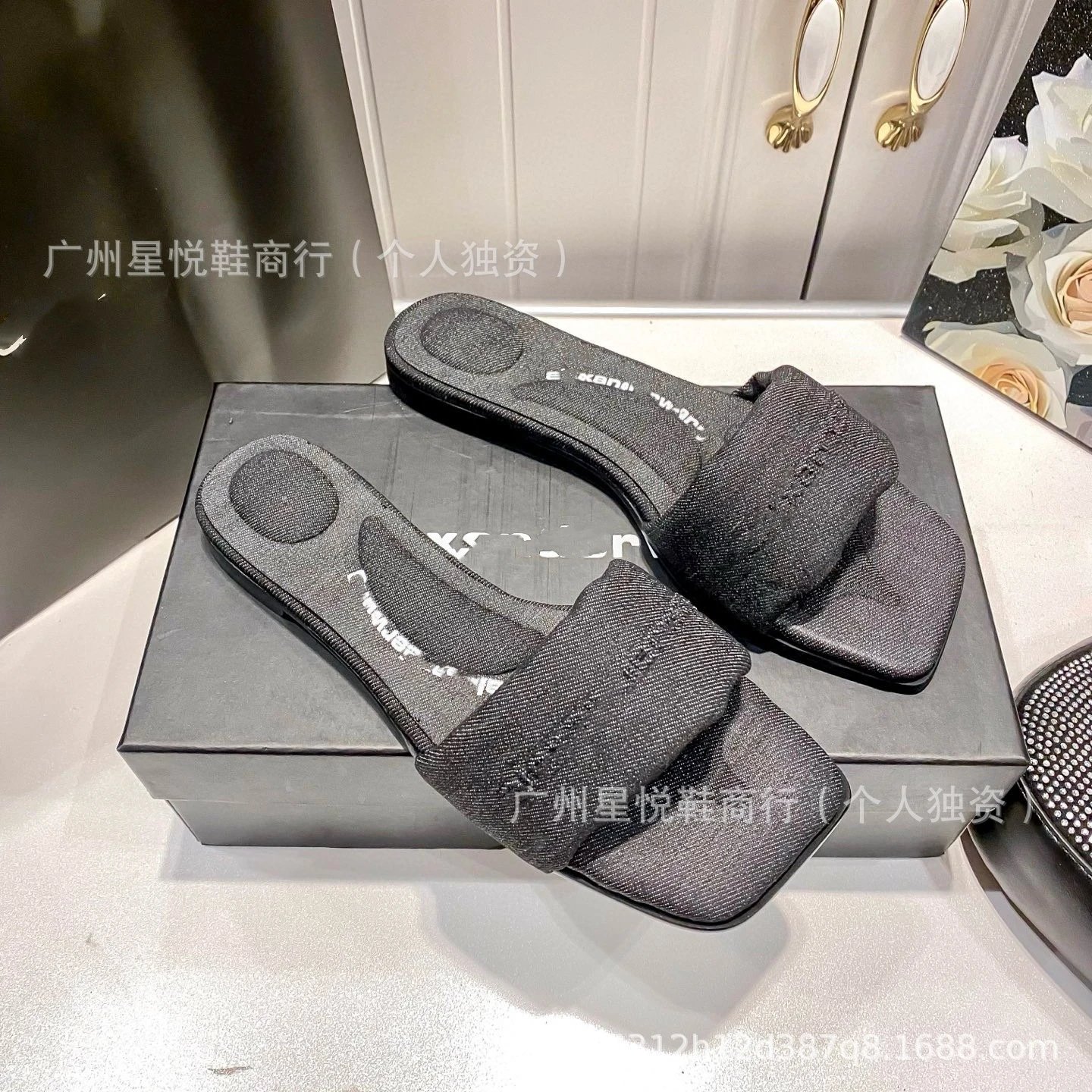 Alexander McQueen Denim Slide Sandals Blue - 11