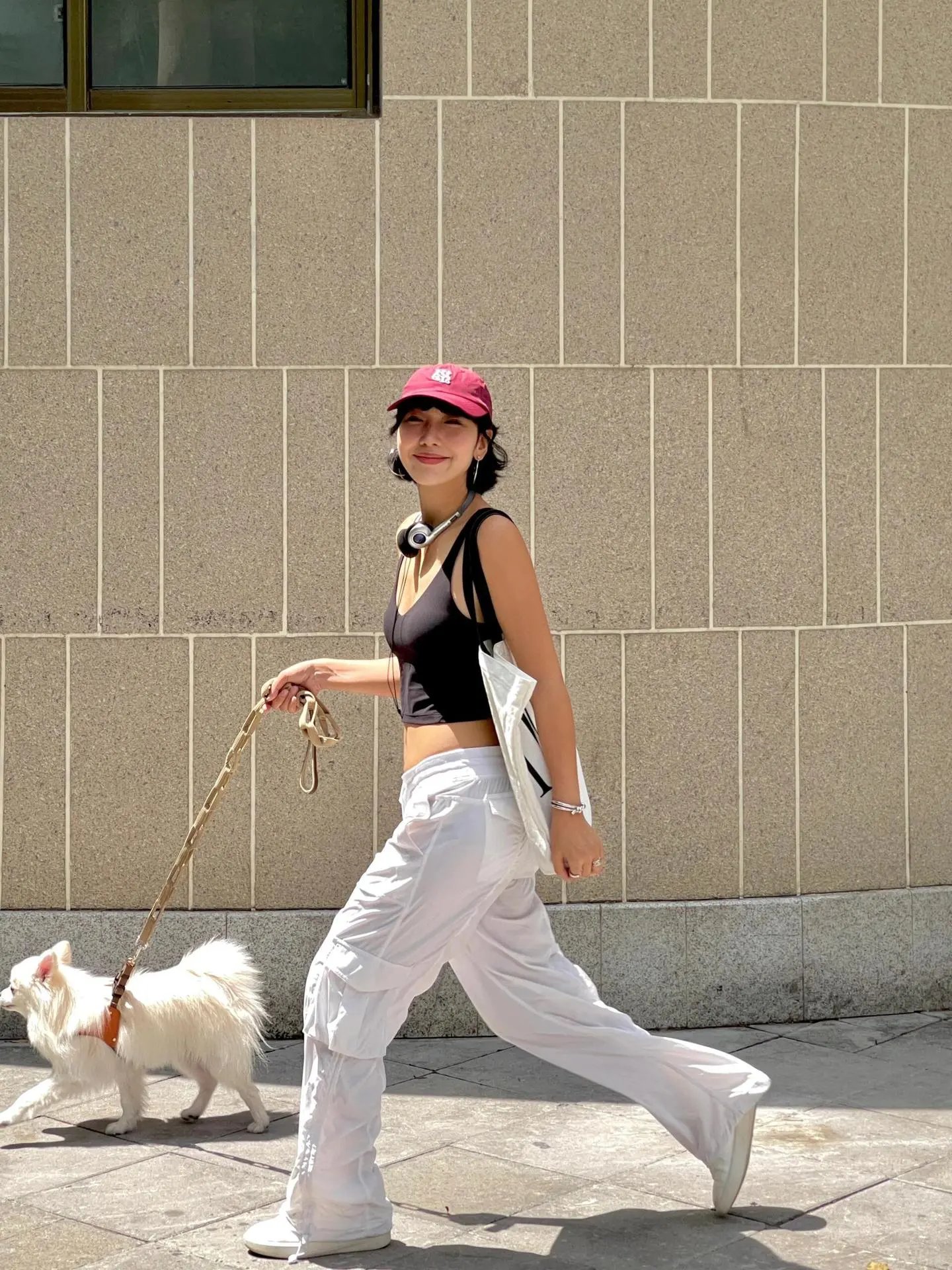 Design Cargo Pants in Off-White with Drawstring Waist and Utility Pockets - 31