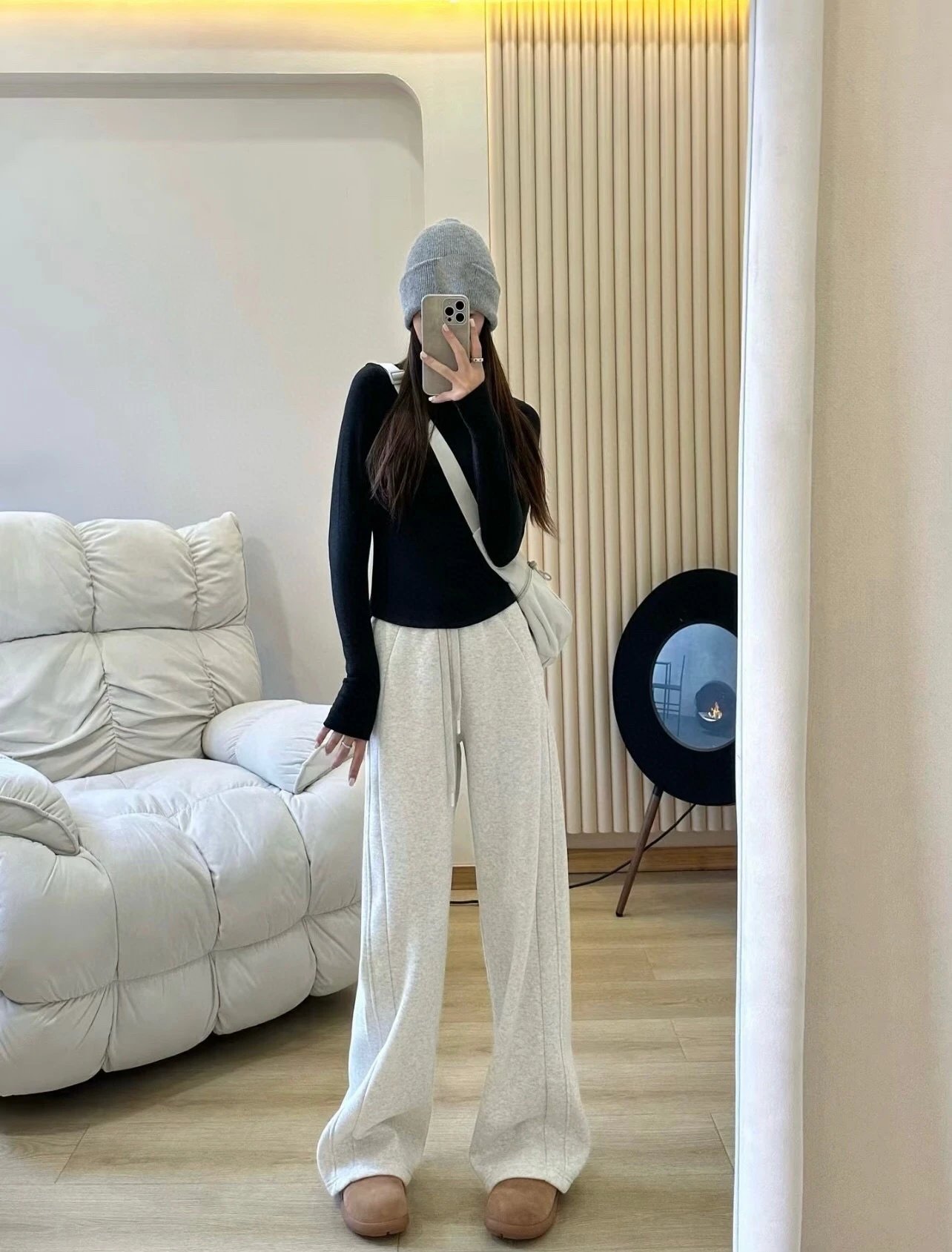 Design Wide-Leg Drawstring Pants Navy - 4
