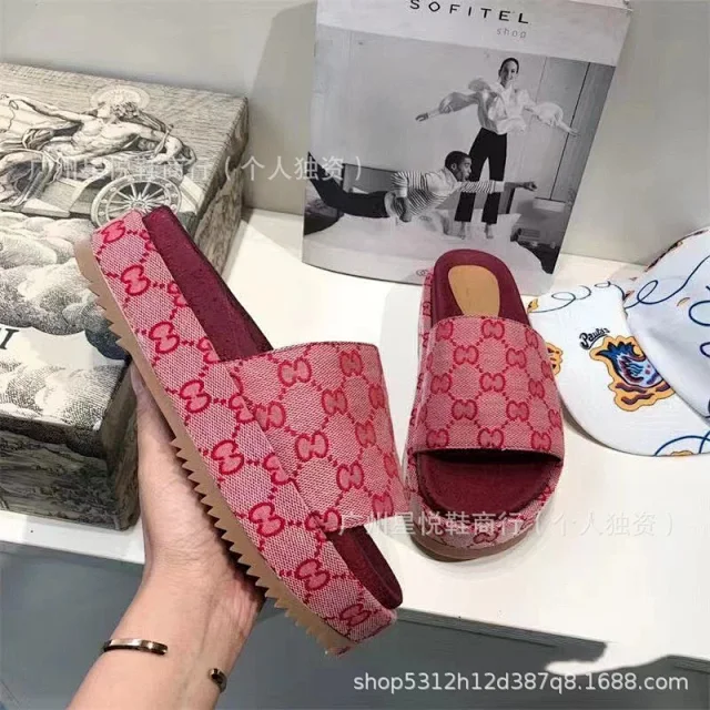 Gucci Slippers GG monogram platform slide product detail image 22