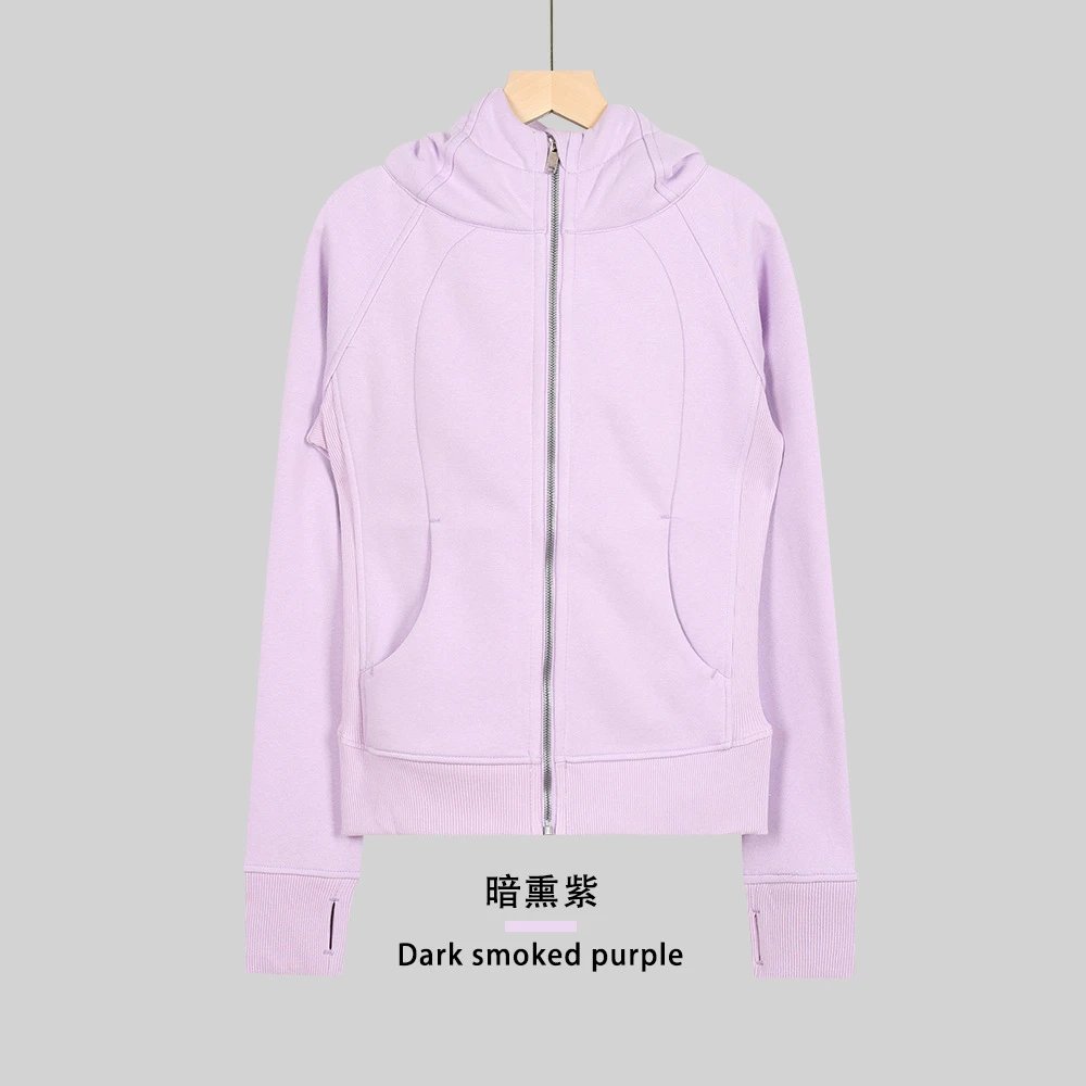 Slimming hoodie with a dark purple hue