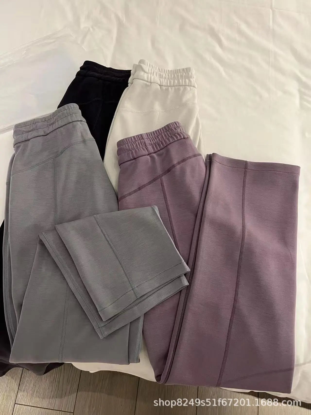 Design Wide-Leg Elastic Waist Pants Beige - 12