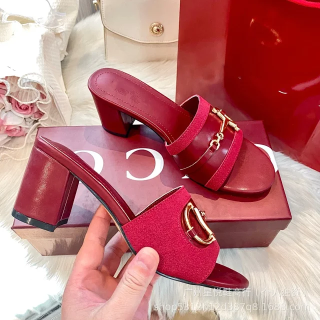 Unbranded High Heels Open-Toe Block-Heel Mule Sandals with Metal Horsebit Detail product detail image 1