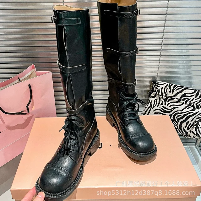 Unbranded Boots Knee-High Lace-Up Buckle product detail image 3